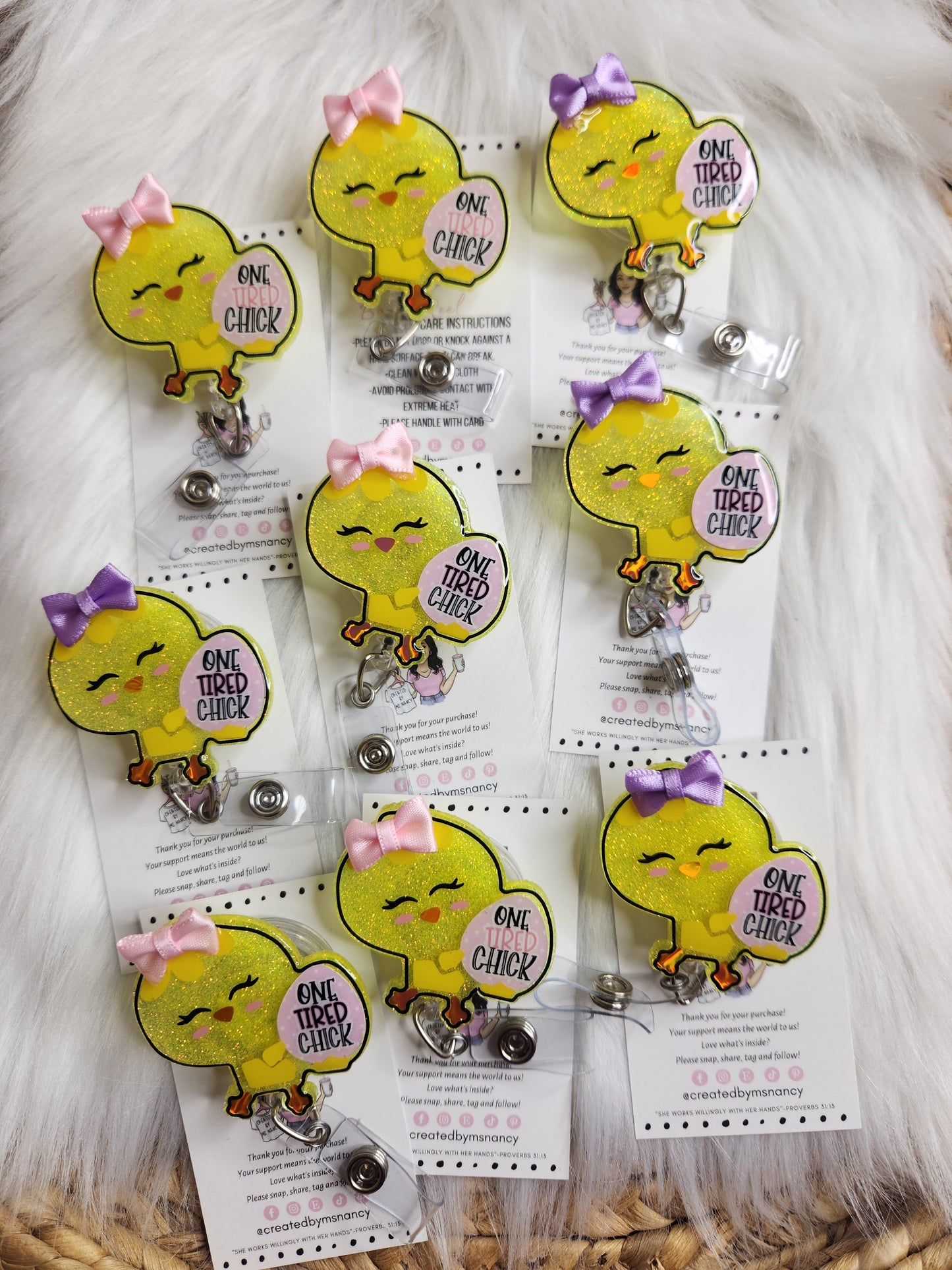 Tired Chick Badge Reel