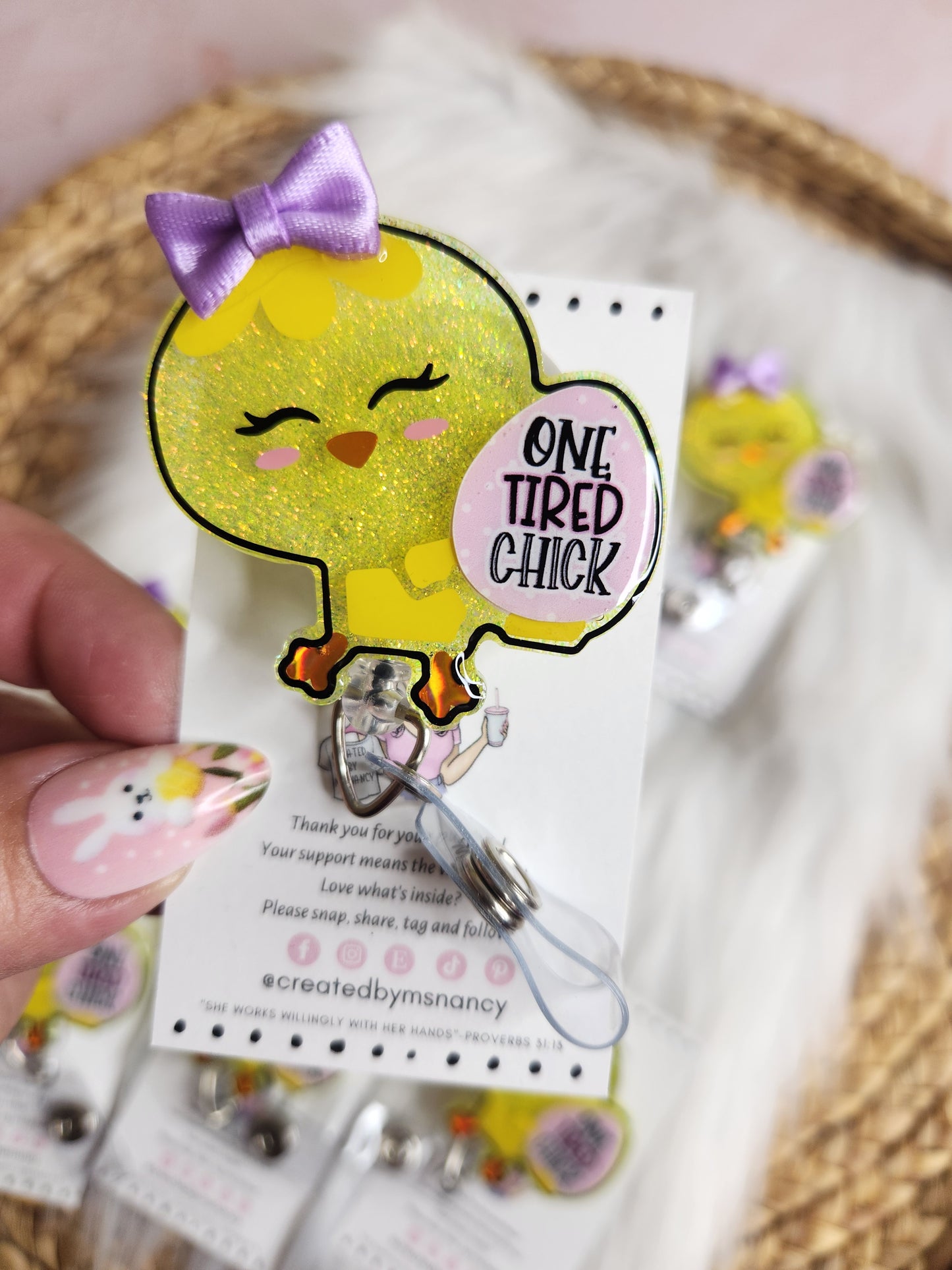 Tired Chick Badge Reel