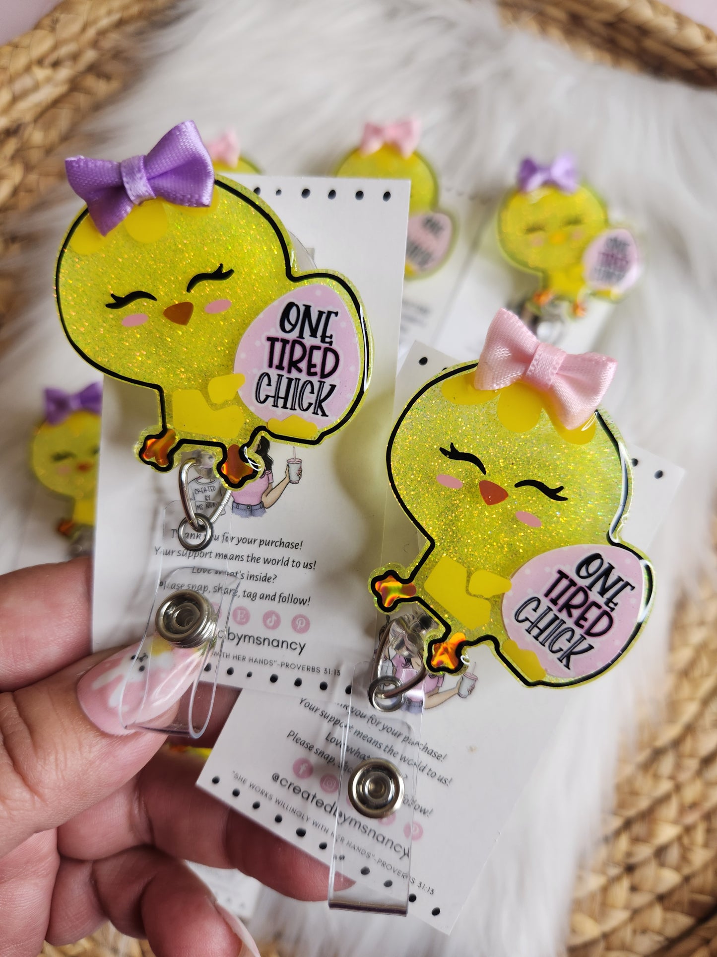 Tired Chick Badge Reel