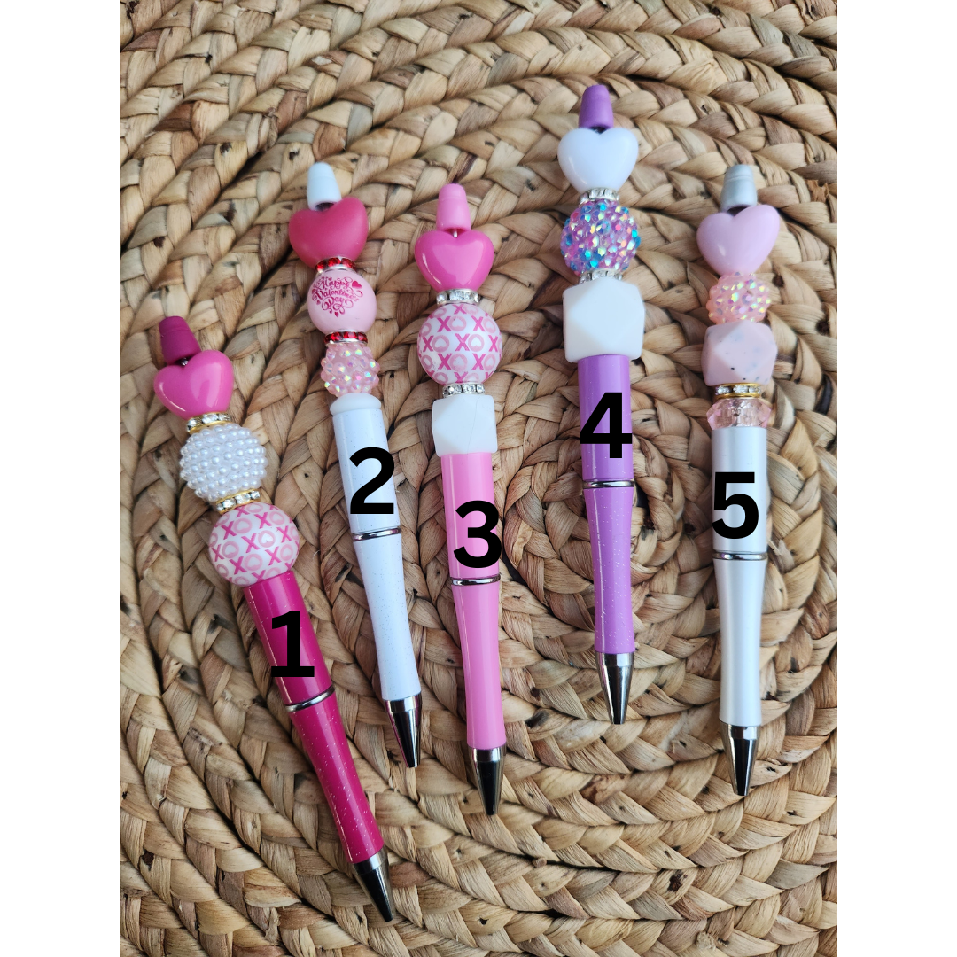 Valentine Heart Beaded Pens