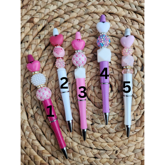 Valentine Heart Beaded Pens