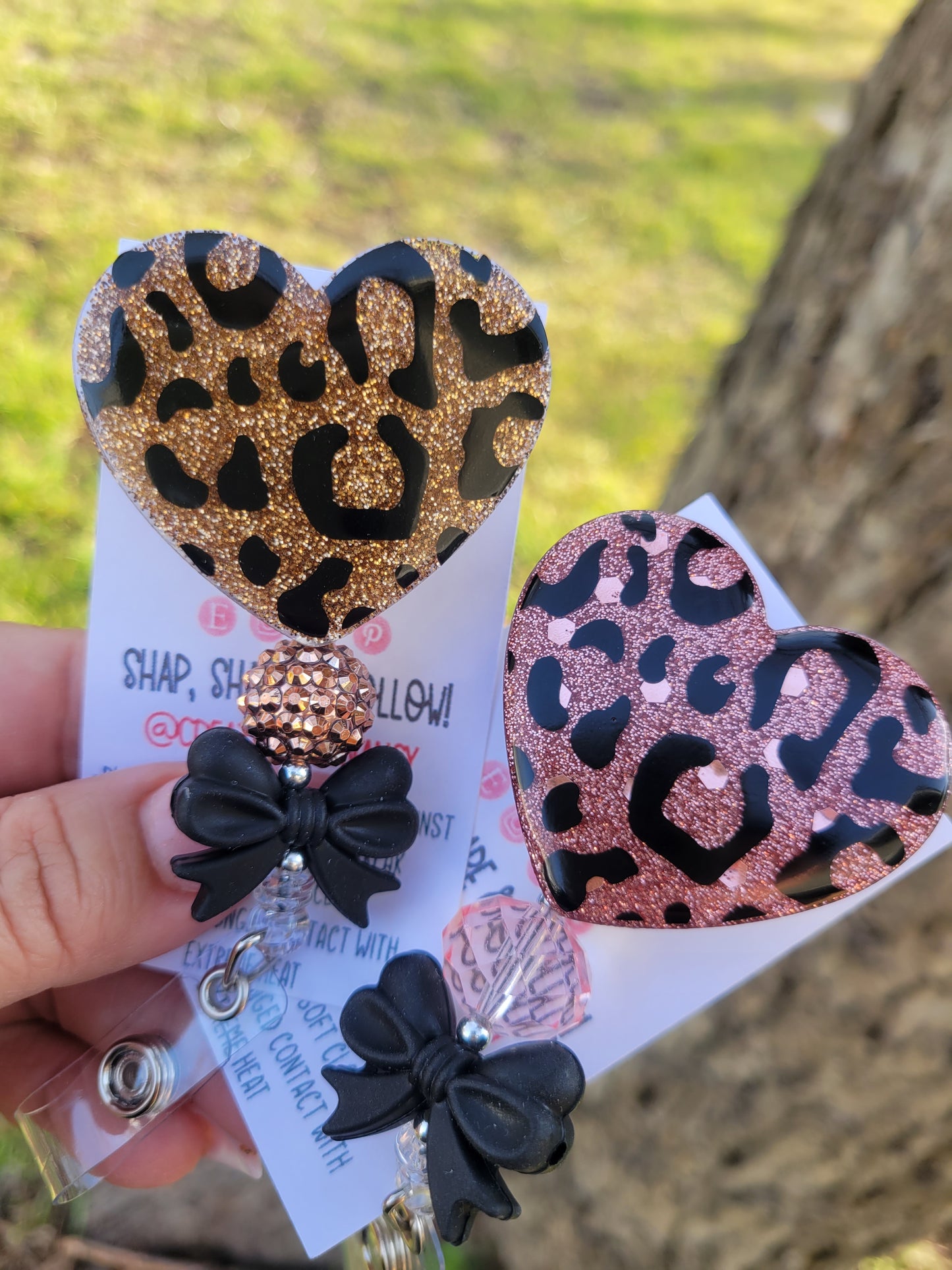 Heart Shaped Cheetah Print Badge Reel