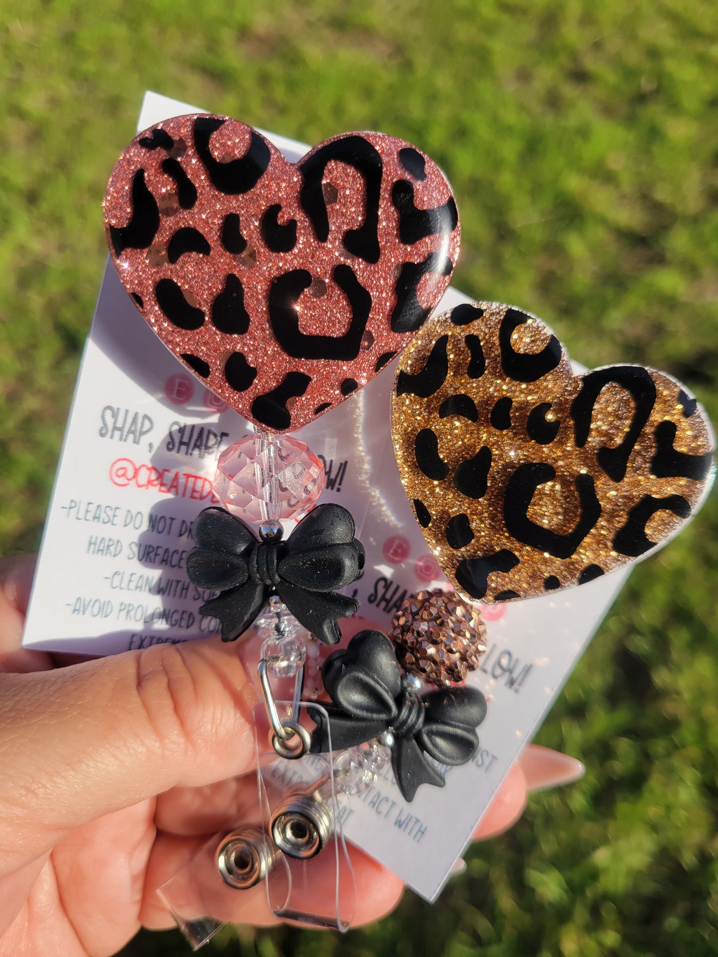 Heart Shaped Cheetah Print Badge Reel