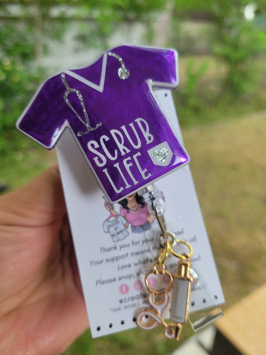 Scrub Life Nurse Badge Reel