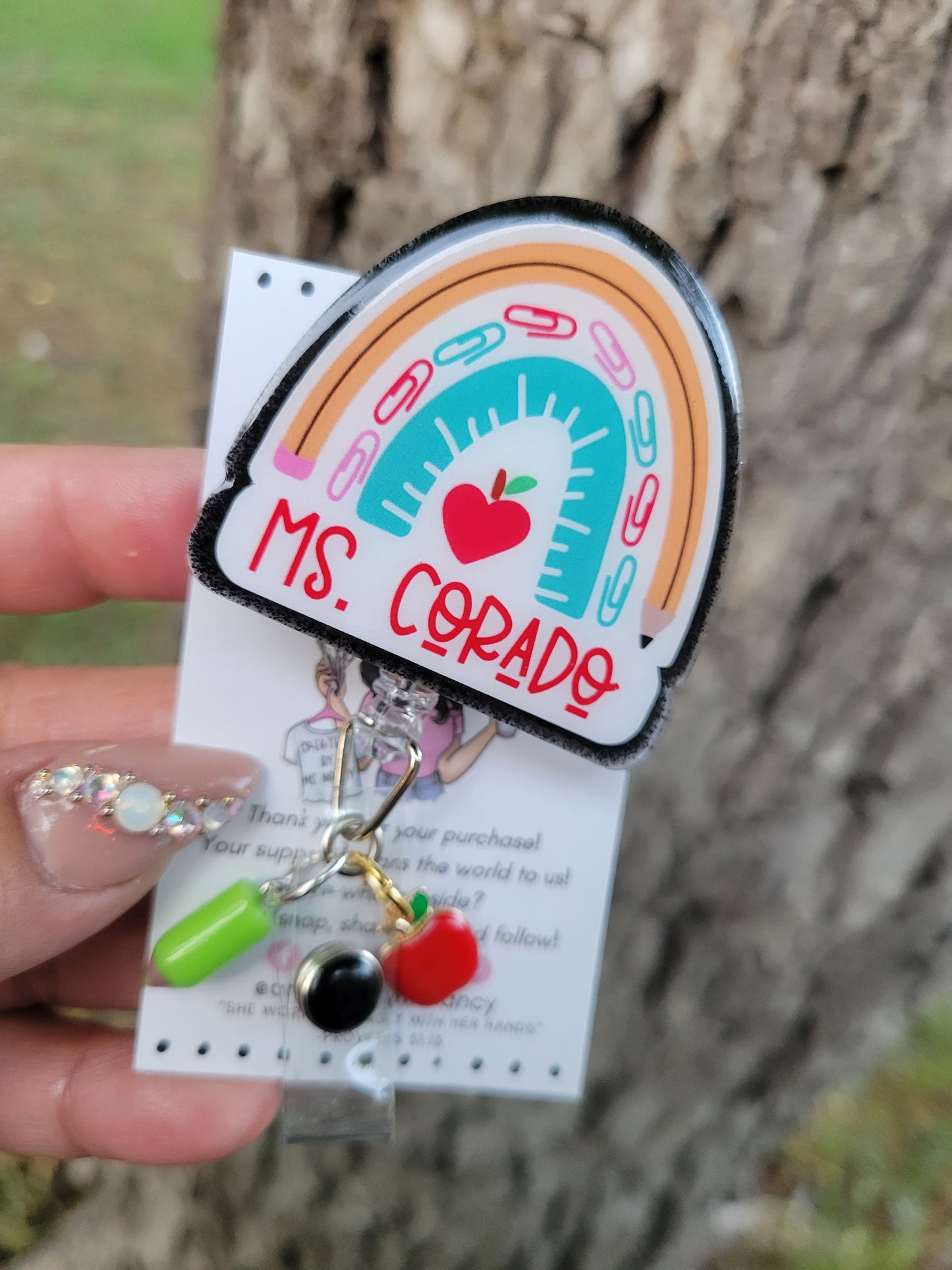 Teacher Rainbow Badge Reel