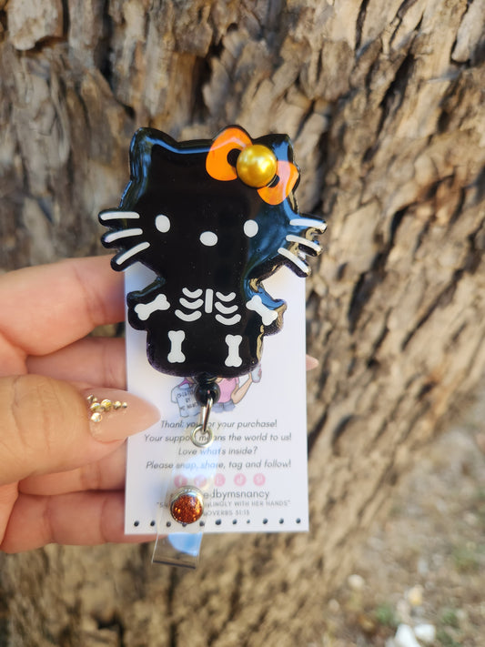 Kitty Skeleton Badge Reel