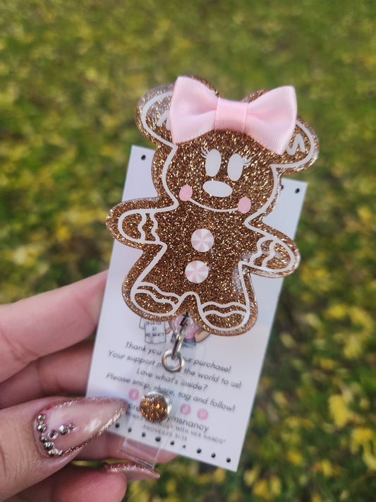 Gingerbread Mouse Girl Badge Reel