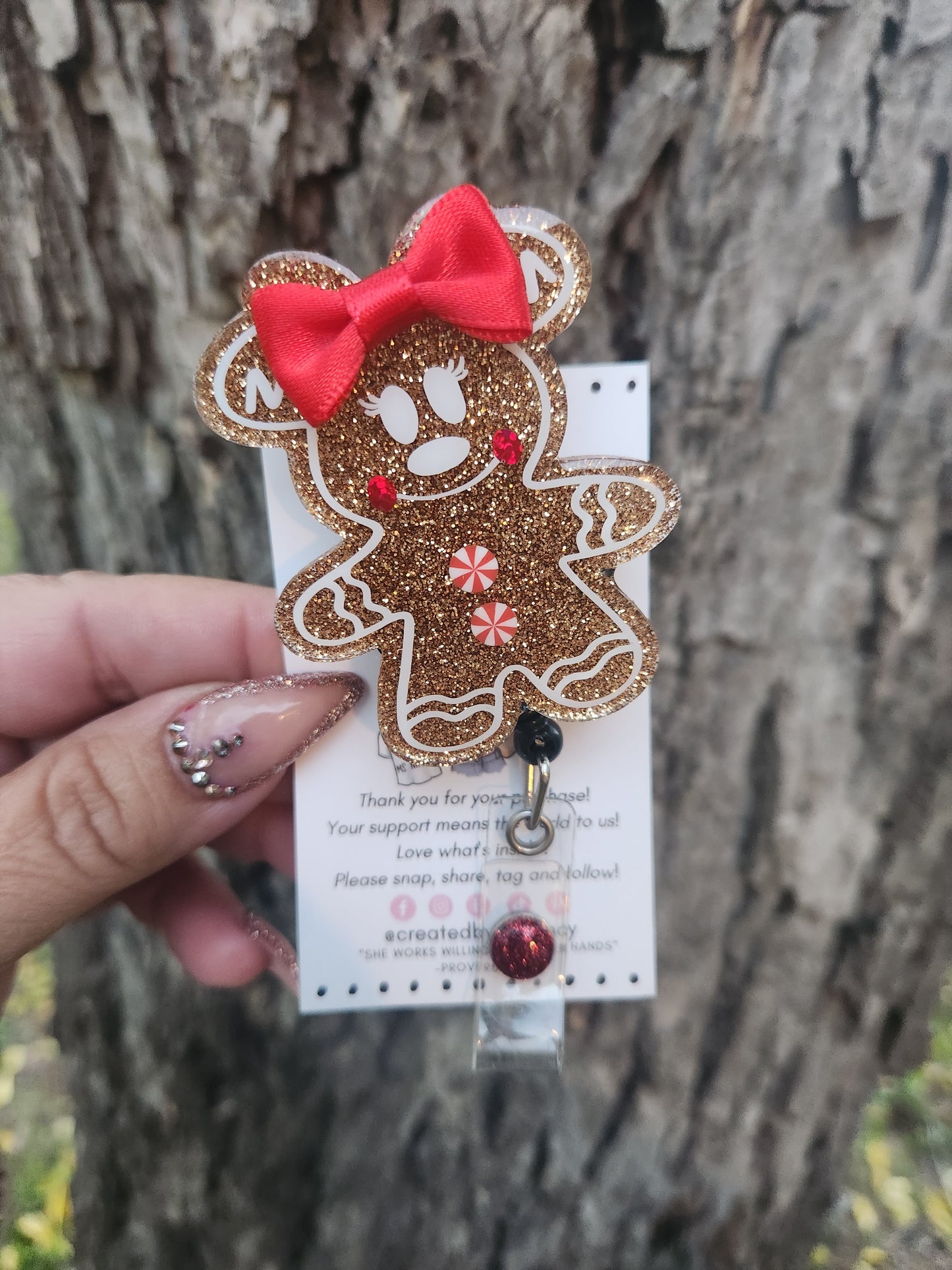 Gingerbread Mouse Girl Badge Reel