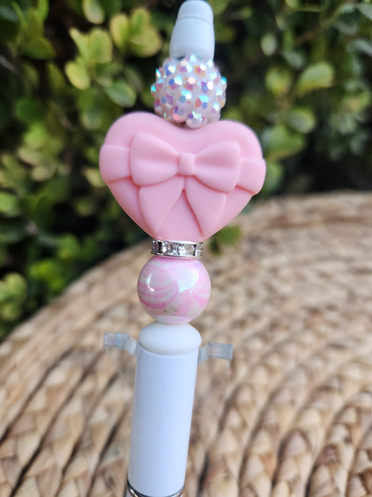 Heart with Bow Beaded Pens