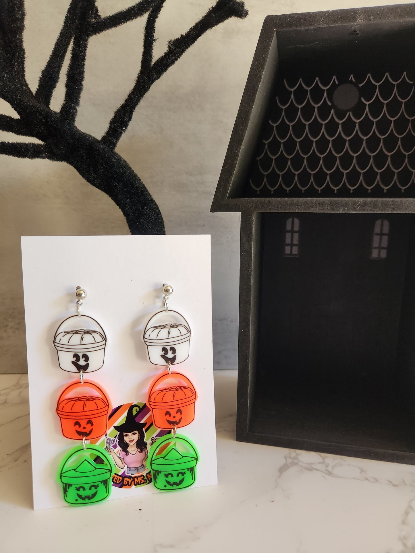 Halloween Bucket Pail Earrings