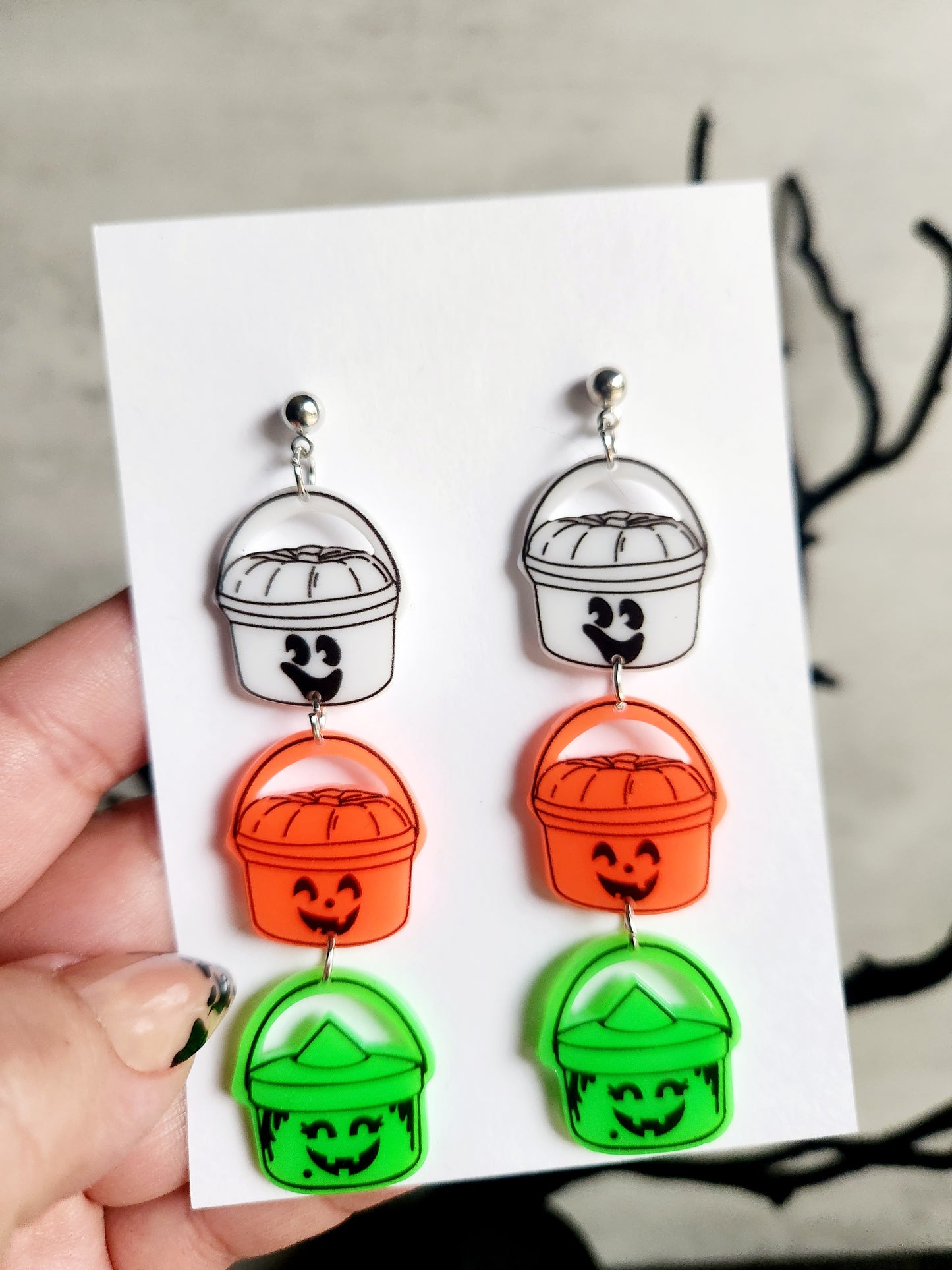 Halloween Bucket Pail Earrings