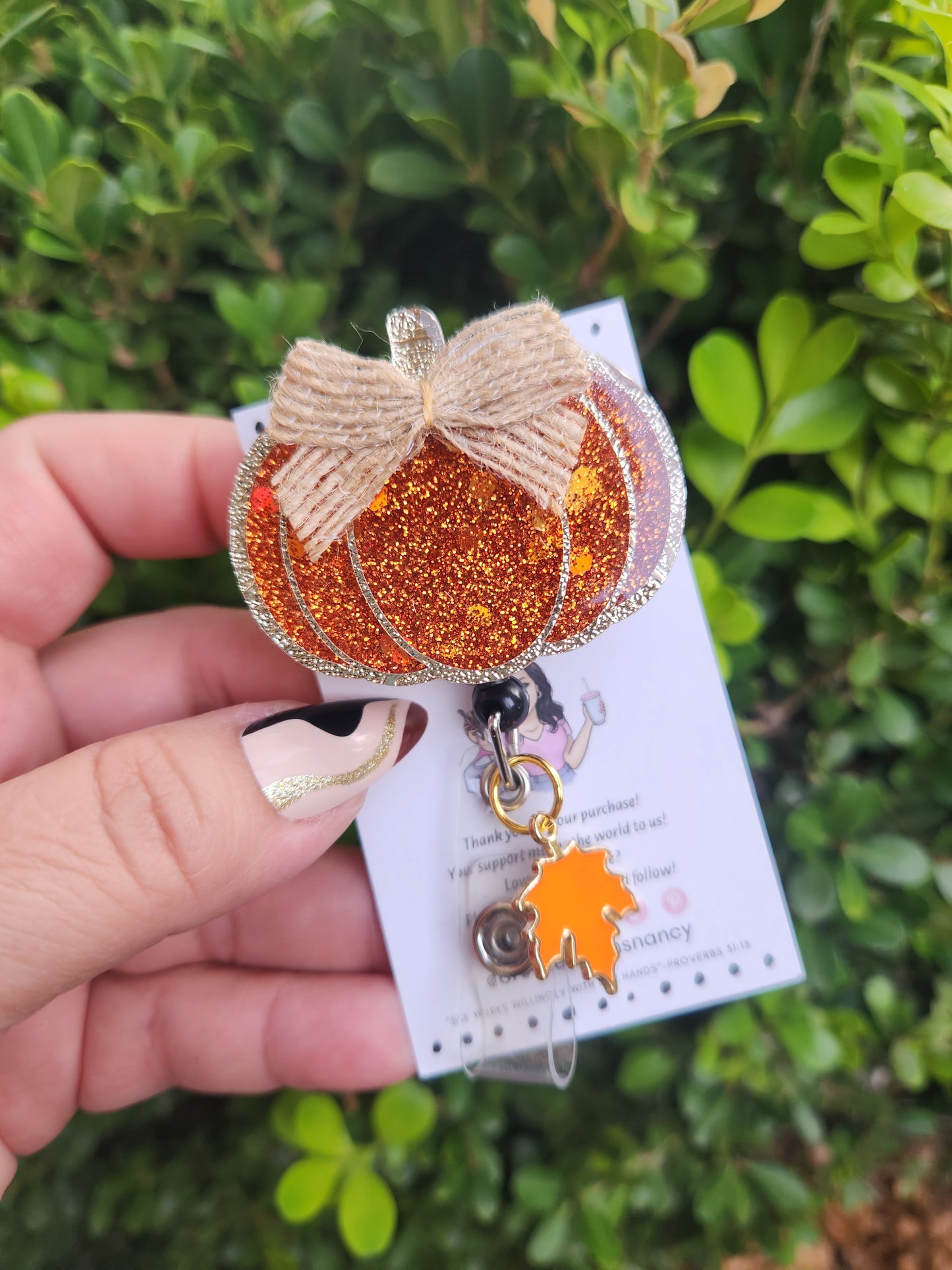 Bow Pumpkin Badge Reel