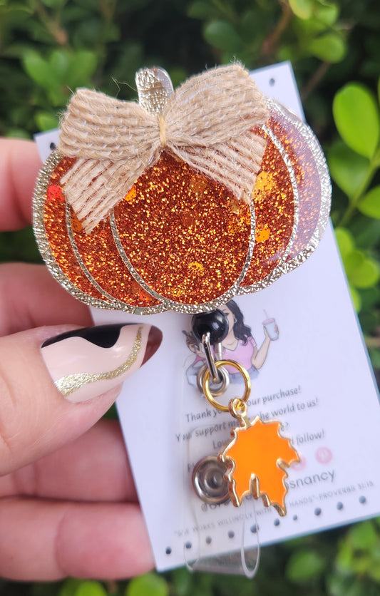 Bow Pumpkin Badge Reel