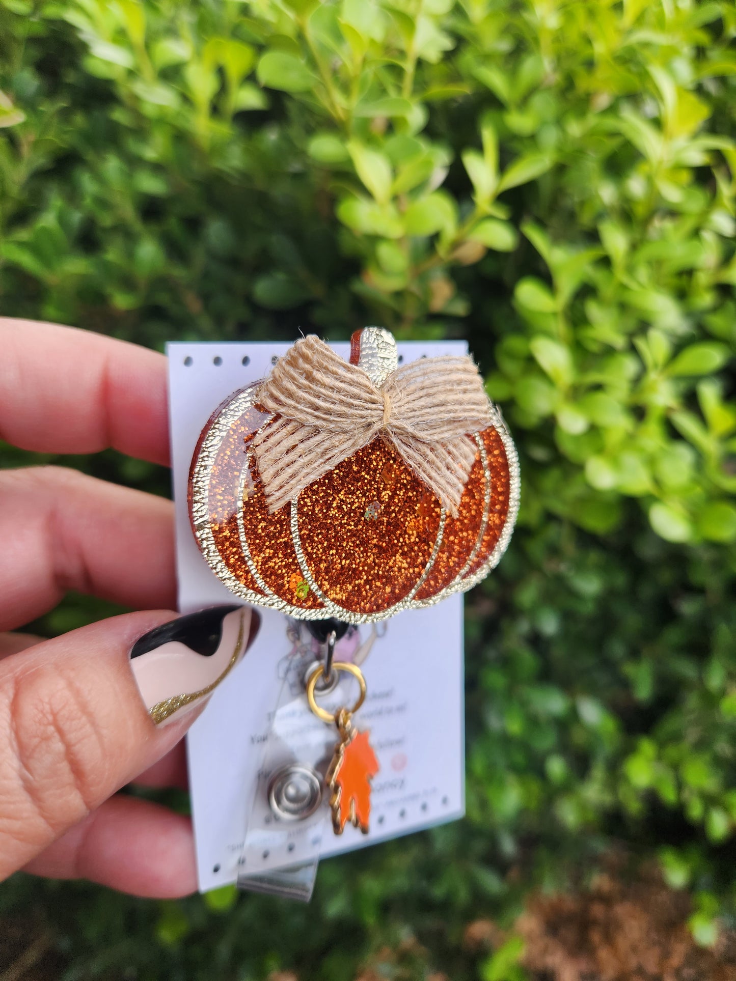 Bow Pumpkin Badge Reel