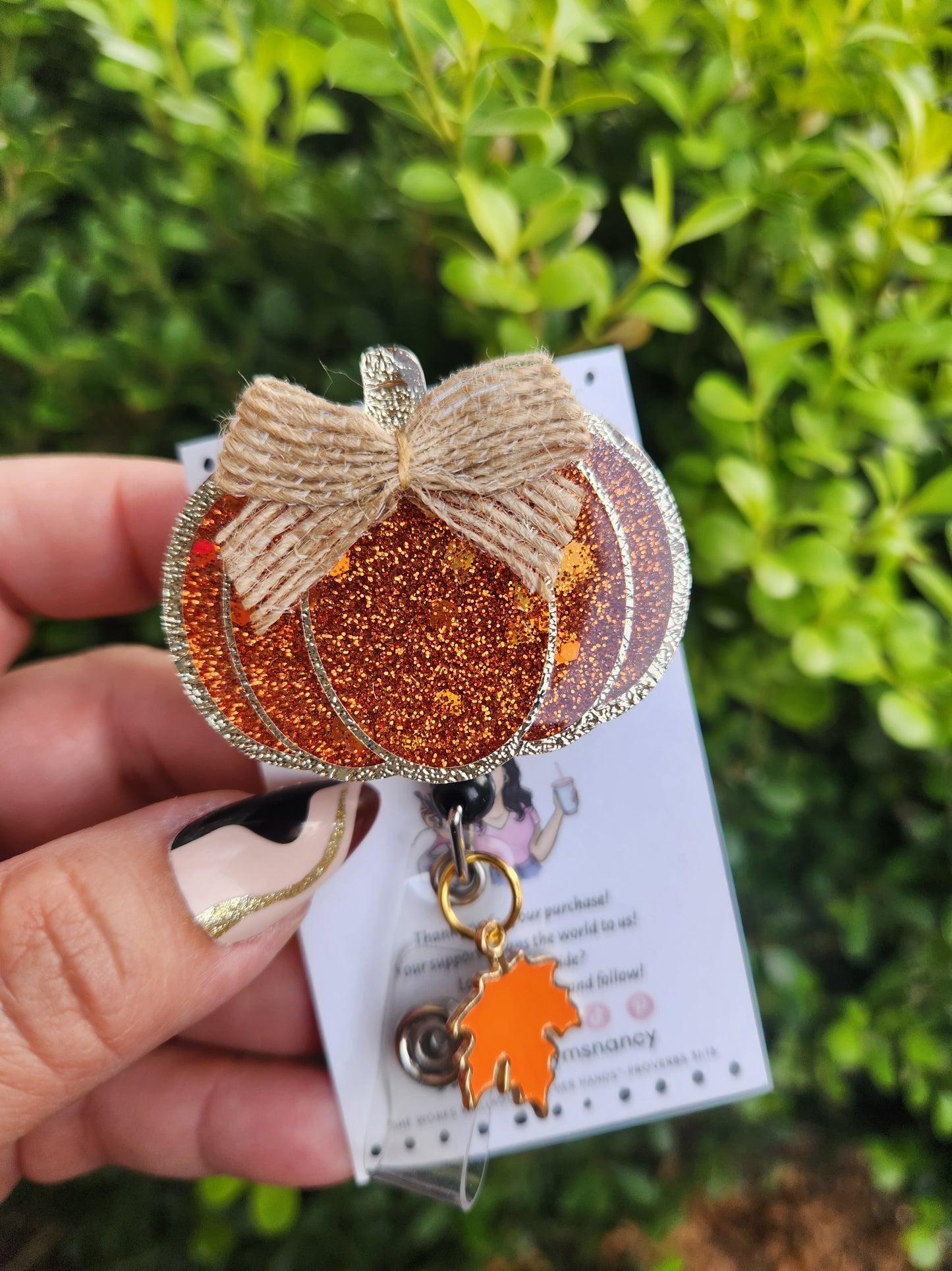 Bow Pumpkin Badge Reel