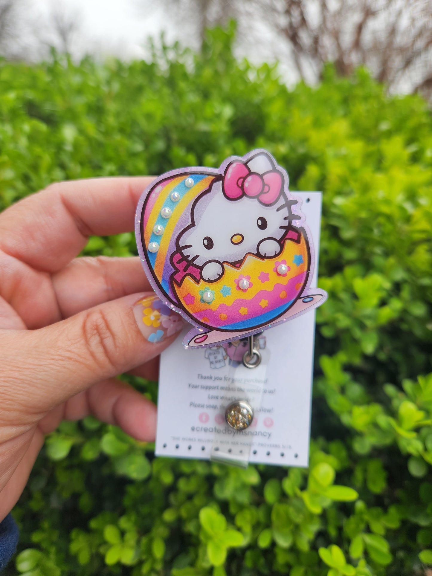 Easter Egg Kitty Badge Reel