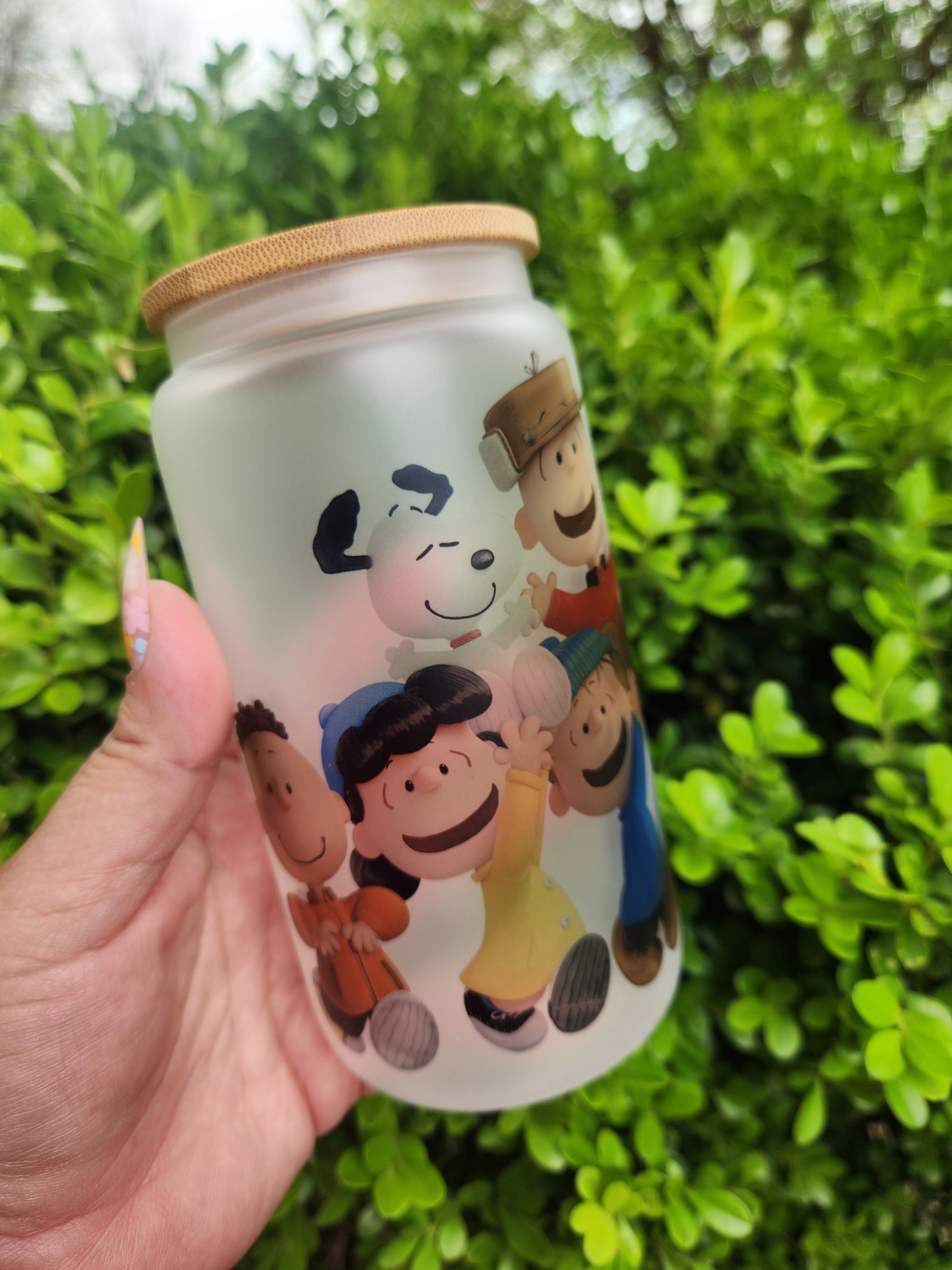 16oz Peanut Friends Frosted Glass