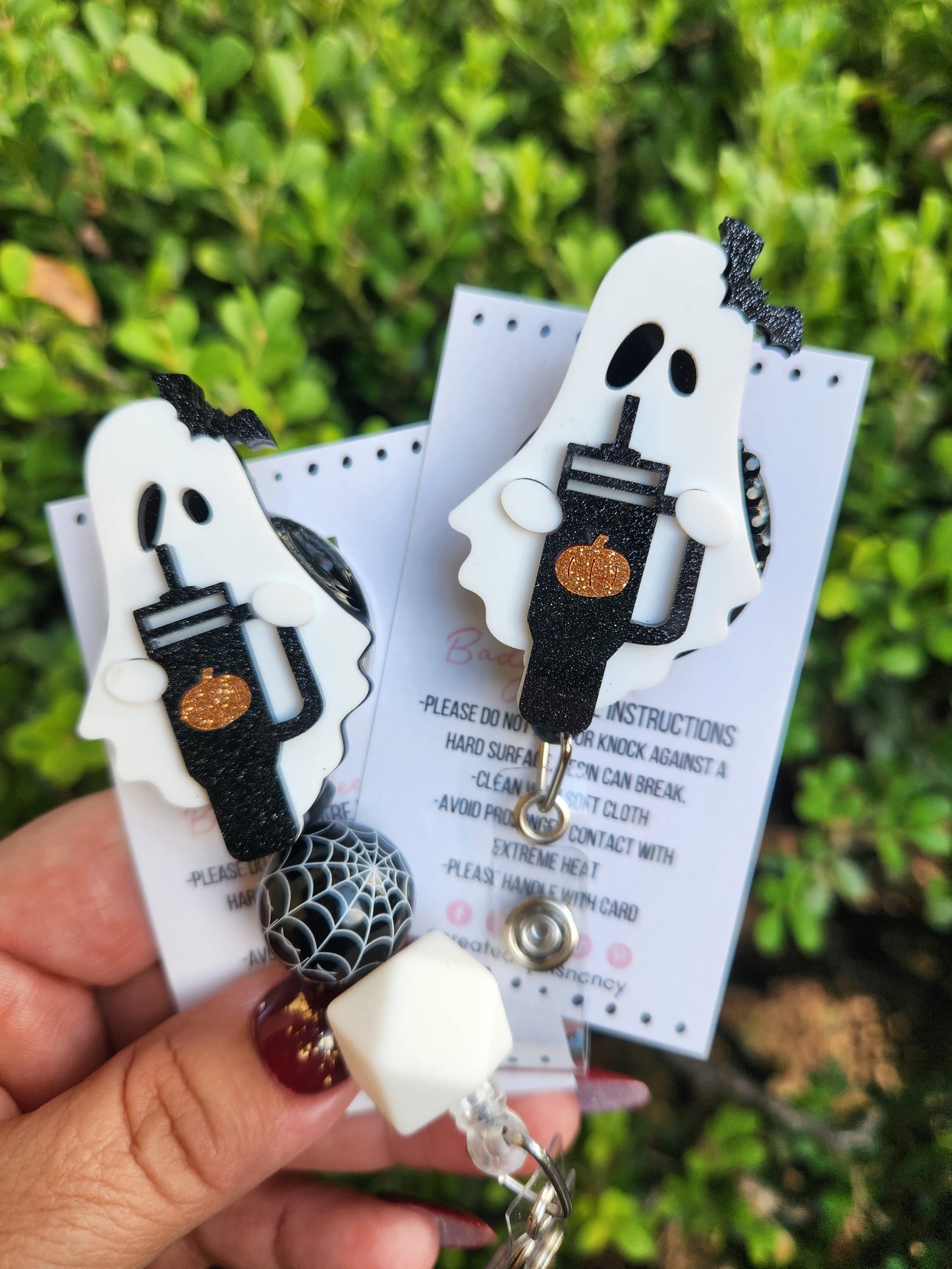 Ghost with Tumbler Badge Reel