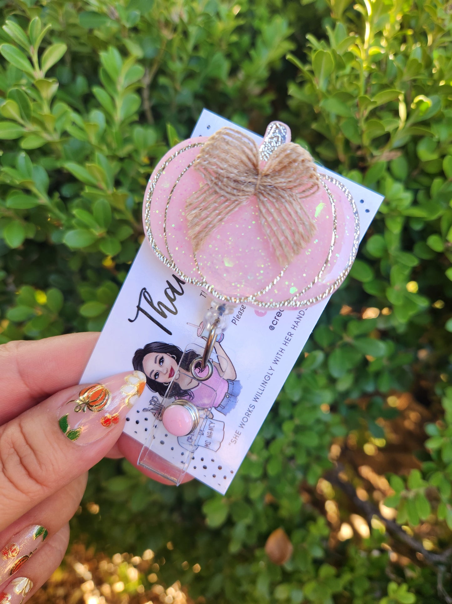 Bow Pumpkin Badge Reel