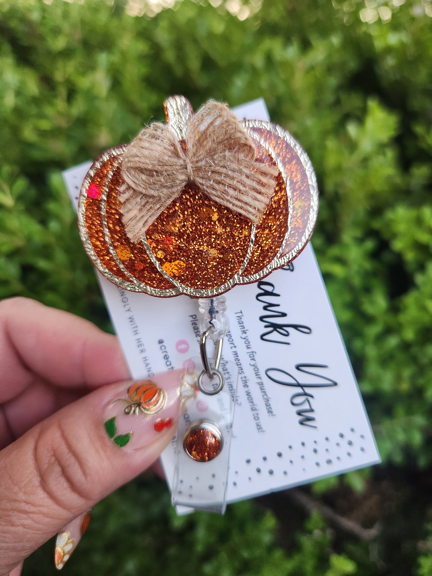 Bow Pumpkin Badge Reel