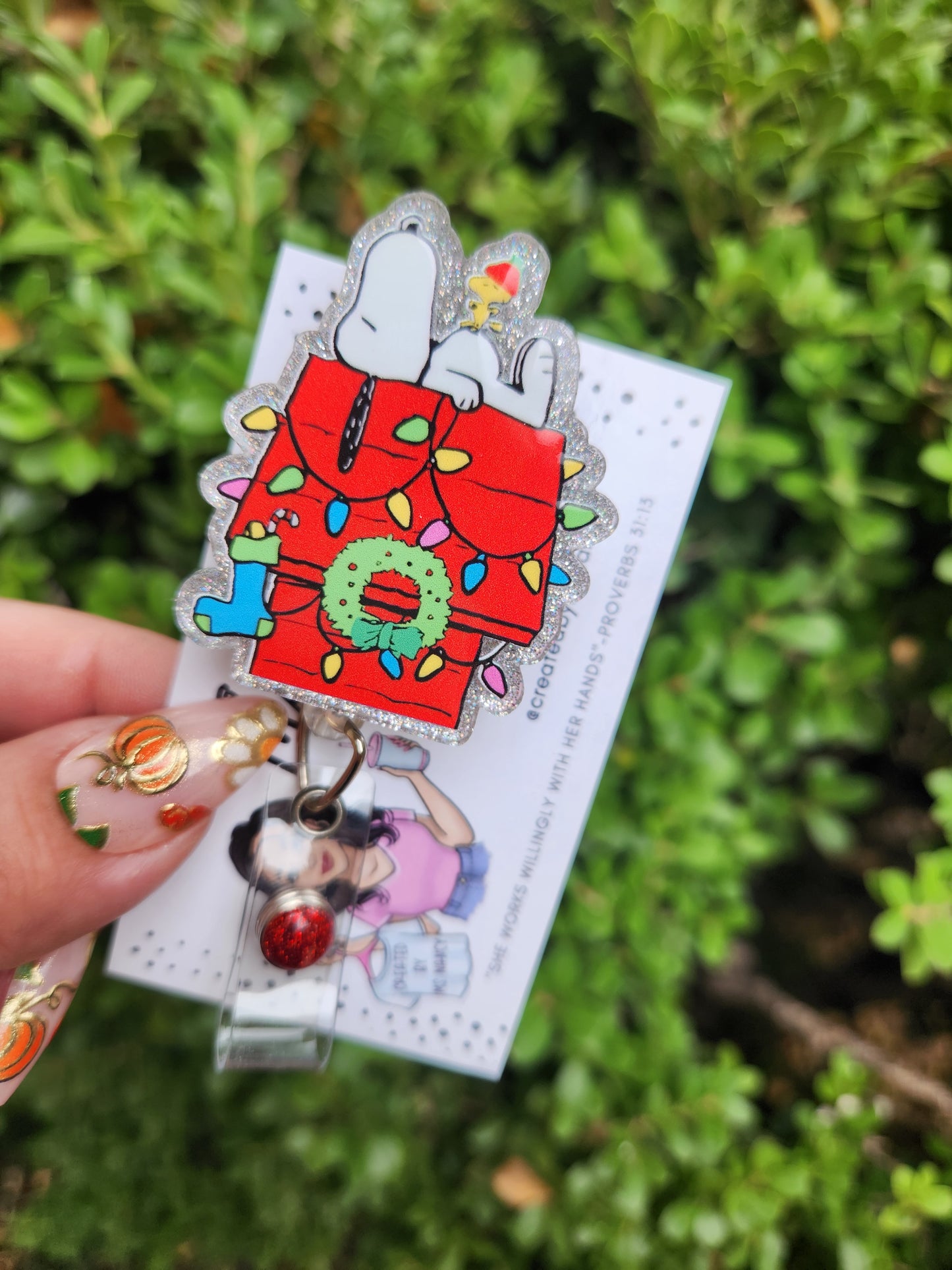 Snoopy Christmas House Badge Reel