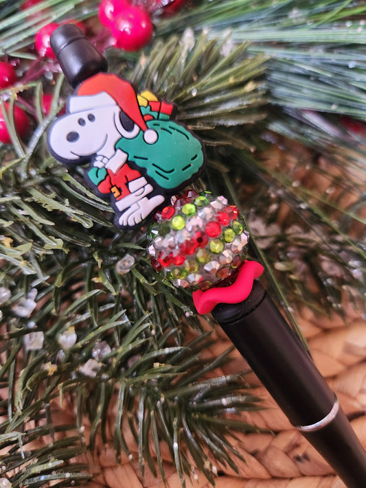 Santa Snoopy Beaded Pen
