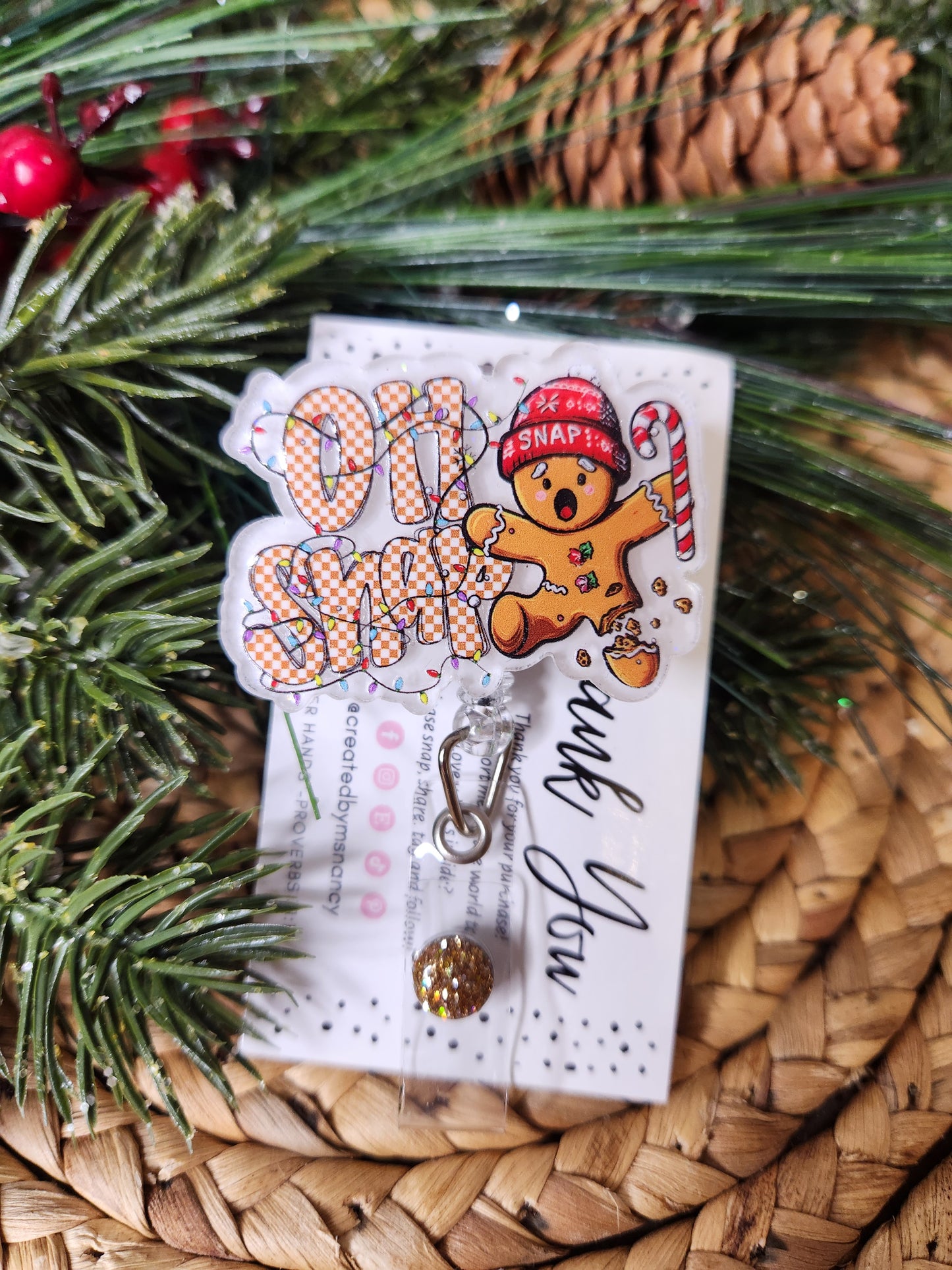 Oh Snap Gingerbread Boy Badge Reel
