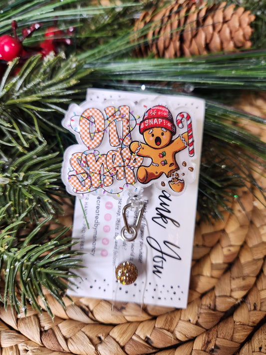 Oh Snap Gingerbread Boy Badge Reel