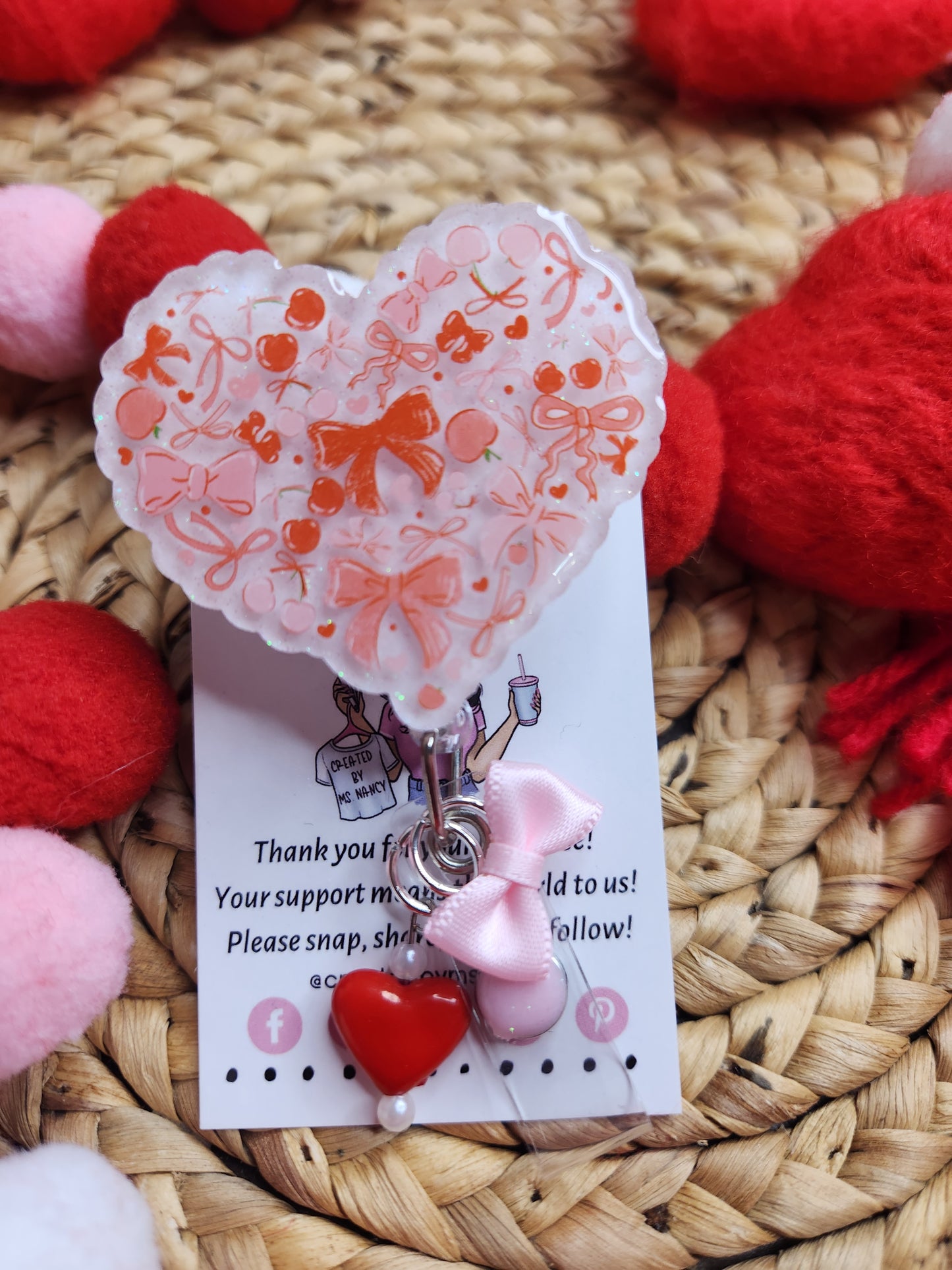 Coquette Heart Badge Reel