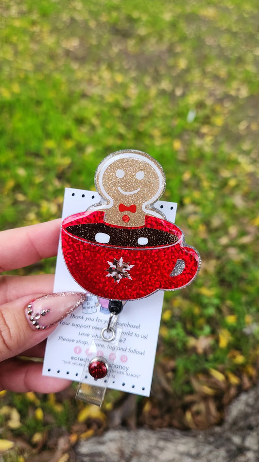 Gingerbread Hot Cup Badge Reel