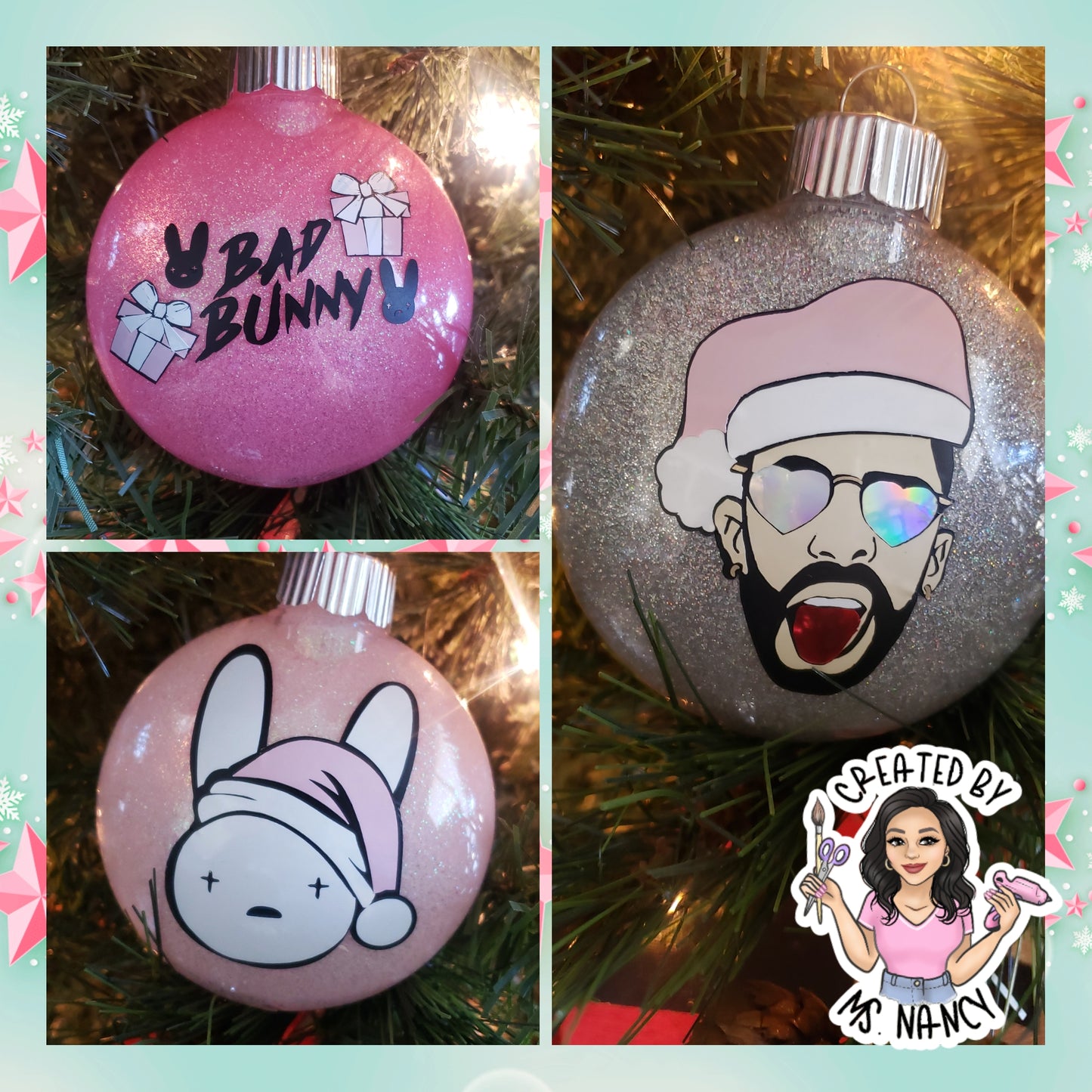 Bad Bunny Themed Ornaments