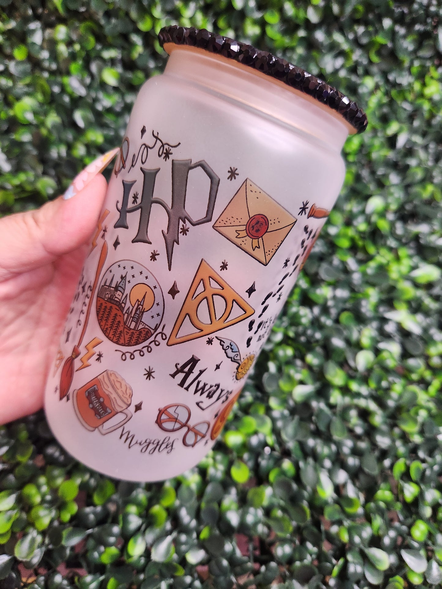 Harry Potter Inspired 16oz Frosted Glass