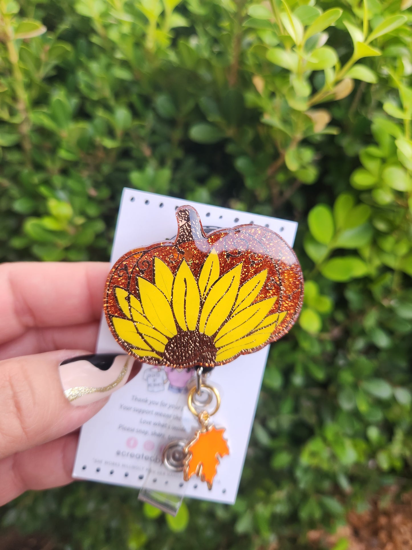 Fall Sunflower Pumpkin Badge Reel