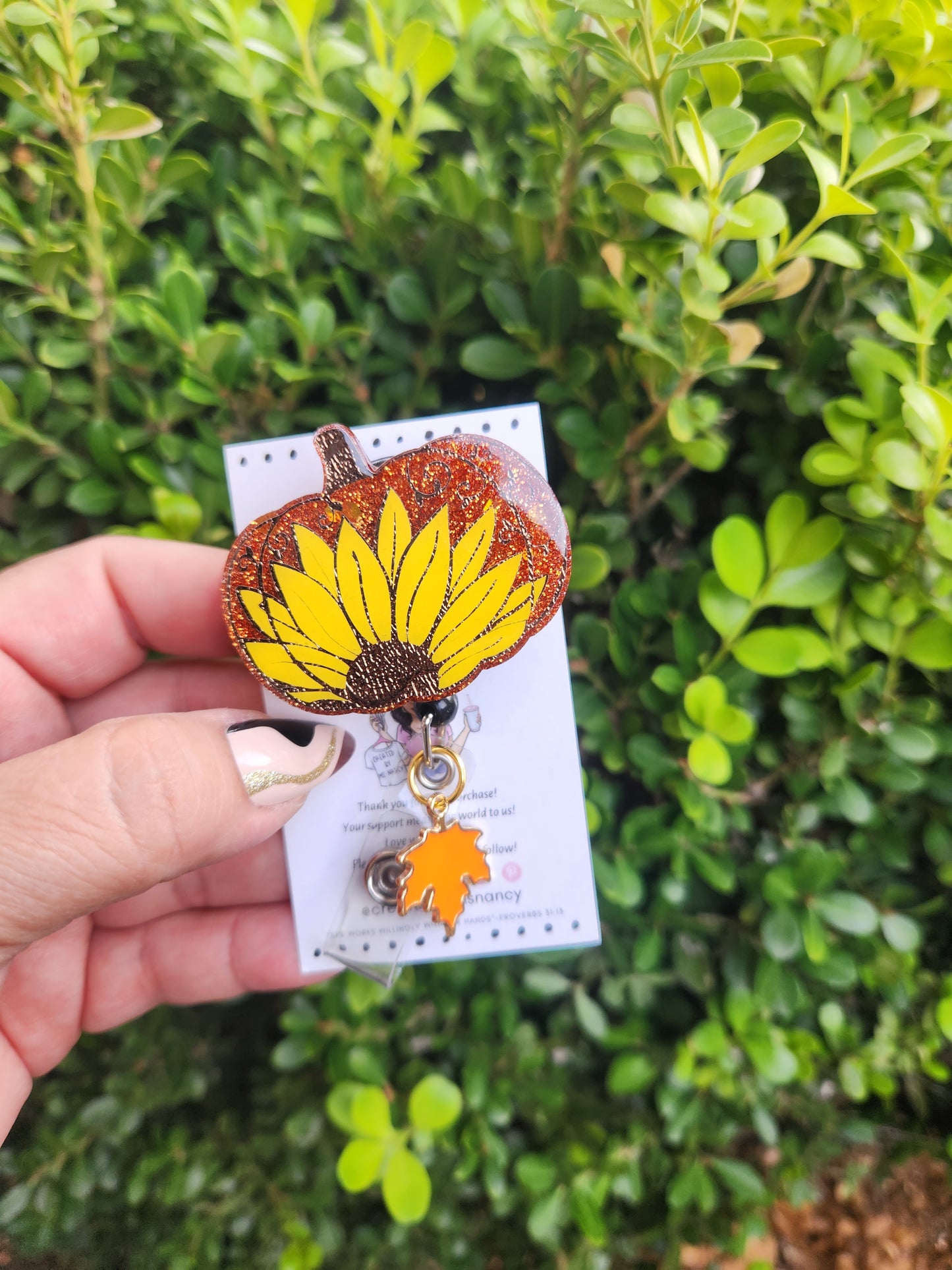 Fall Sunflower Pumpkin Badge Reel